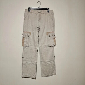 Tommy Jeans Linen Blend Cargo Pants Women's Juniors Size 9 Tan Convertible